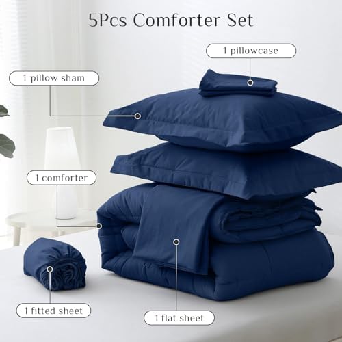 JOLLYVOGUE Twin Comforter Set, Ultra-Soft Bed in a Bag Twin Size 5 Pieces - Image 5