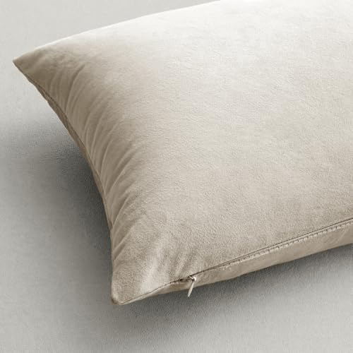 MIULEE 24x24 Inch Pack of 2 Euro Velvet Throw Pillow Covers Cream White - Image 6
