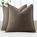 MIULEE Decorative Linen Euro Sham Pillow Covers 24x24 Inch Coffee by MIULEE