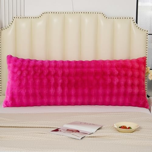 Fluffy Faux Fur Body Pillowcase, Luxury Bubble Waffle Carved Plush Long Size - Image 2