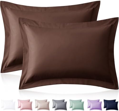 Homiest Chocolate Brown Pillow Shams Queen Size Set of 2, 2-Inch Flange by Homiest