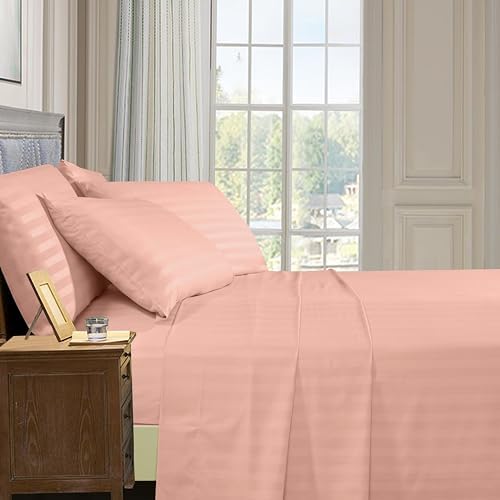 Elegant Comfort 6-Piece Damask Stripe Sheet Set, Dusty Rose - Image 2