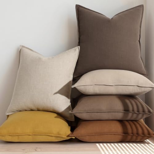 decorUhome Fall Natural Linen Throw Pillow Covers 26x26 Set of 2 - Image 5