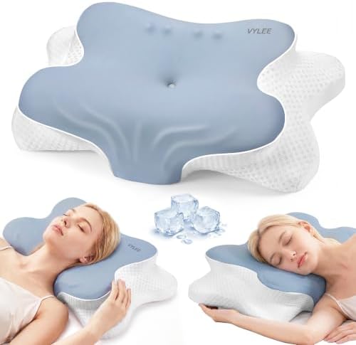 VYLEE Cervical Neck Pillow, Memory Foam Contour Pillow by VYLEETechnologyLLC