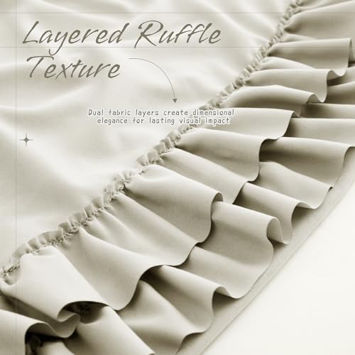 Vonty Taupe Ruffled Pillow Cases Set of 2, Standard Size, 20x26 Inch - Image 4