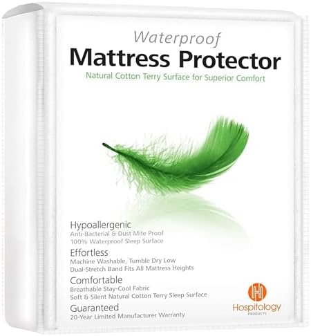 HOSPITOLOGY PRODUCTS FullXL Mattress Protector Hypoallergenic Natural Cotton by HOSPITOLOGY