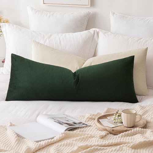 MIULEE 14x36 Inch Lumbar Long Velvet Throw Pillow Cover Set of 1 Army Green - Image 3