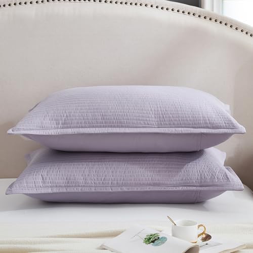 Stripe Quilted Pillowcases Set of 2, King Size Envelope Pillow Covers Soft - Image 3