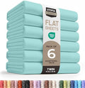 Twin Size Flat Sheet Only Pack of 6, Ultra Soft Hotel Sheets, Spa Blue by UTOPIABEDDING