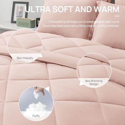 Love's cabin Twin XL Bedding Set, 5 Pieces Pink All Season - Image 5