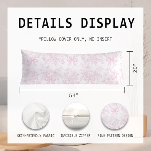 Chinoiserie Pink and White Floral 20x54 Body Pillow Cover, Chinoiserie Decor - Image 2
