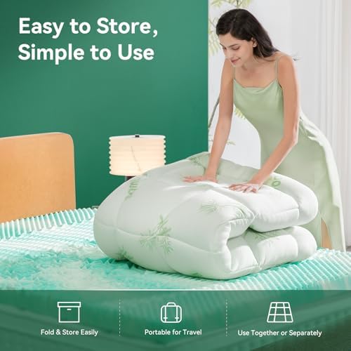Twin XL 4-Inch 2-in-1 Cooling Memory Foam Mattress Topper - Image 5