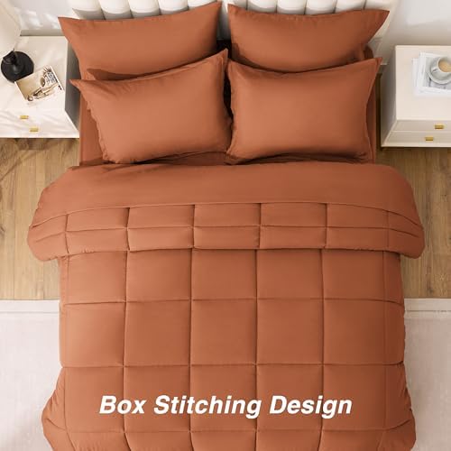 Love's cabin King Size Comforter Set Burnt Orange, 7 Pieces King Bed in a Bag - Image 4