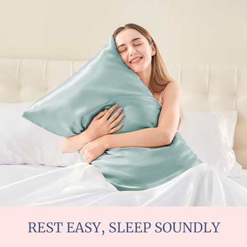 BEDELITE Satin Pillowcases, Small King 20x36 Inch, Haze Blue - Image 5