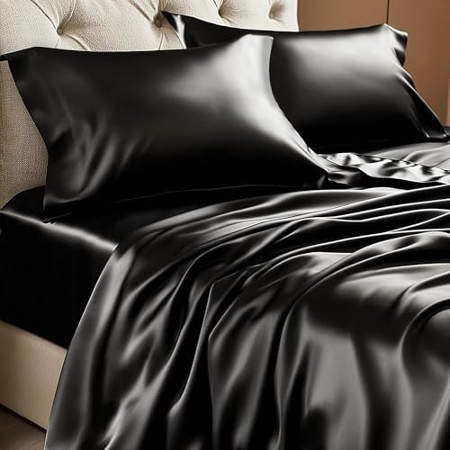 BEDELITE Satin Sheets Full XL Size Bed Set, 4 Pieces by BEDELITE