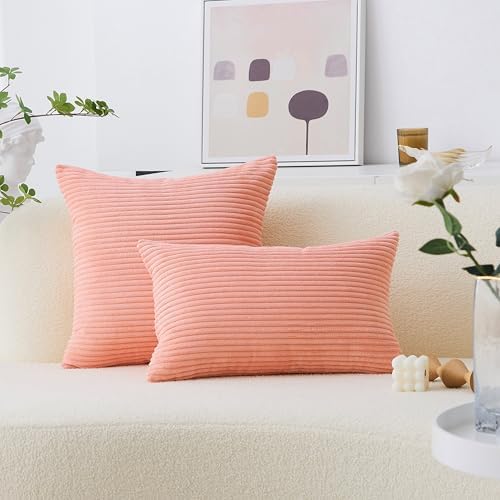 Home Brilliant Pink Pillow Covers 60x60 cm Set of 2 Plush Velvet Corduroy Throw - Image 5