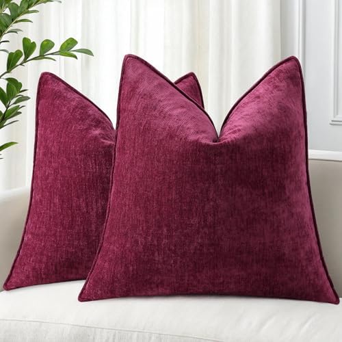decorUhome Chenille Rhododendron Throw Pillow Covers 20x20 Set of 2 by decorUhome