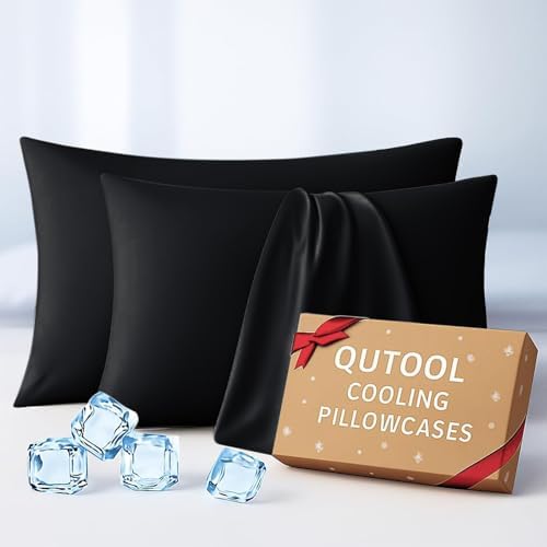 Luxury Cooling Pillowcases Standard Size 2 Pack, Q-Max>0.4 Cool Touch by QUTOOL