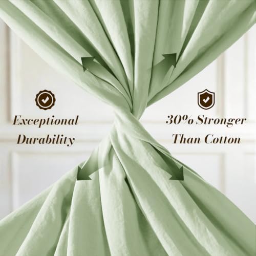 SONORO KATE 100% French Linen Queen Size Sheets Set, Natural Flax Bedding - Image 4
