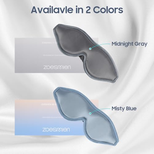 22mm Mulberry Silk Sleep Mask, 3D Lash Friendly Eye Mask Adjustable Gray - Image 6