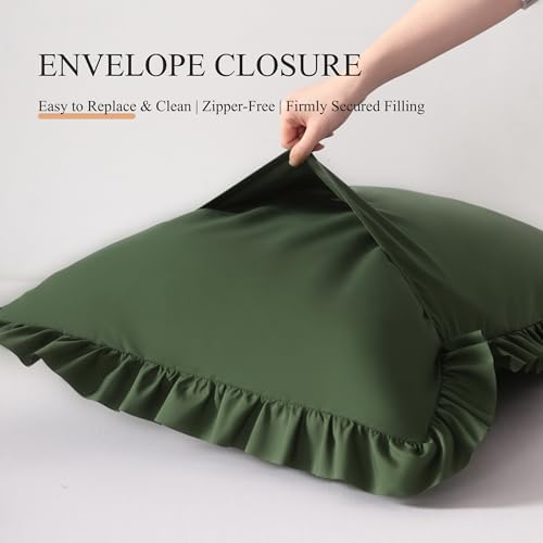 Ruffled Body Pillow Shams, 1 Pack, 20x54 Inches, Olive Green - Image 5