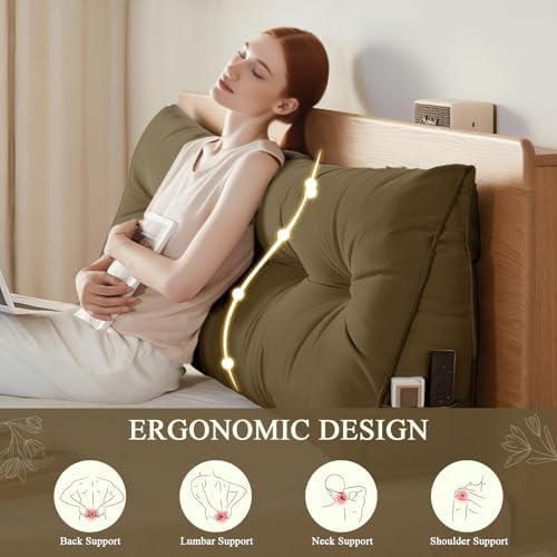 DANGHOOGY Headboard Pillow King, Large Triangular Wedge Headboard Pillow - Image 2