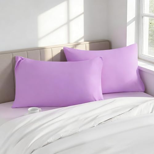 Body Pillow Cases, 2 Pack, 20x54 in, Microfiber, Light Purple - Image 2