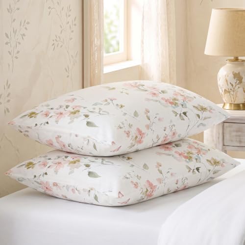 Bedorm 100% Cotton Pillowcases Set of 2 Standard Size Floral Pillow Cover - Image 4
