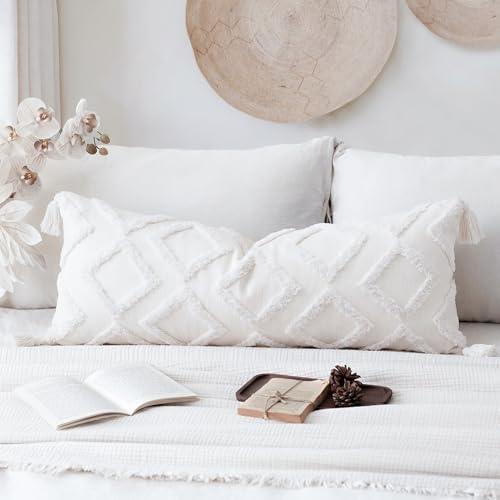 PANOD Decorative Long Lumbar Pillow Cover 12x32 Boho, Super Soft Chenille Extra by PANOD