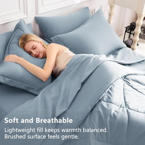 CozyLux Twin Comforter Set 68"x88" Dusty Blue - Image 3