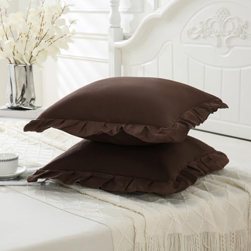 Merryword Chocolate Pillowcases 18x18 Dark Brown Throw Pillow Covers Pack of 2 - Image 5
