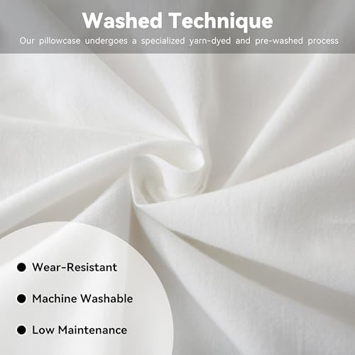 Ruffle Throw Pillow Covers 18x18, Off White Cotton - Image 4