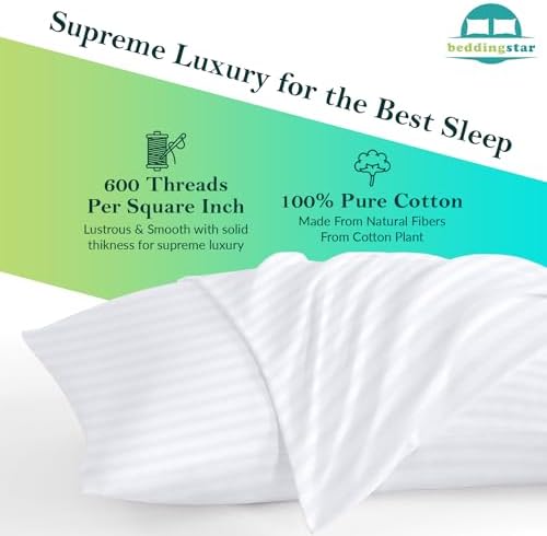 Toddler Travel Pillowcase 14x20 Set of 2 White Stripe 100% Egyptian Cotton - Image 3