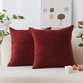 Home Brilliant Set of 2 Decorative Pillow Covers Red Striped Corduroy Velvet by HomeBrilliant