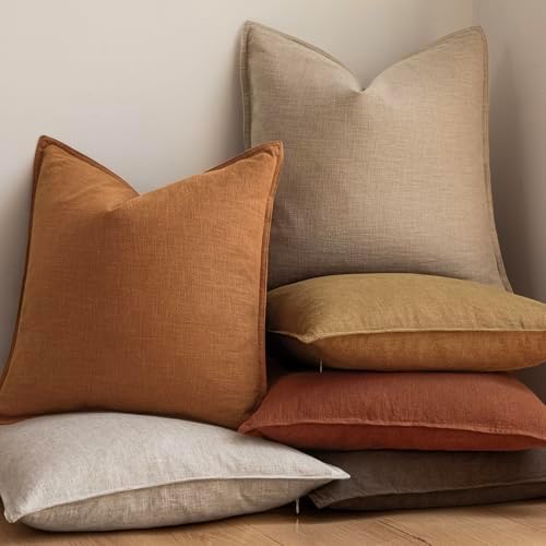 Foindtower Decorative Linen Lumbar Throw Pillow Covers 12x20 Autumn Orange - Image 6