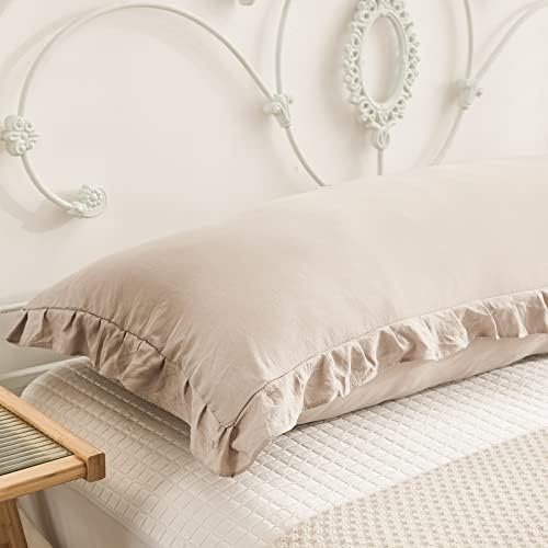 Taupe Body Pillow Cover 20x54inches Long Pillowcase Ruffled Pillowcases Shabby - Image 5