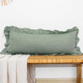 JoraLion Ruffled Lumbar Pillow Cover 14x36 Solid Green by JoraLion