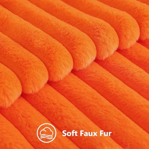 decorUhome Fall Faux Fur Throw Pillow Covers 22x22 Set of 2 Orange - Image 2