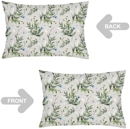 Floral Spring Throw Pillow Cases Queen Size Set of 2, Leaves Sage Green Pillow - Image 3