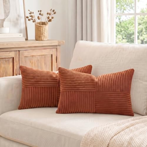Fancy Homi 2 Packs Rust Lumbar Decorative Throw Pillow Covers 14x22 Inch - Image 7
