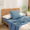 BESTOUCH Washed Cotton Pillowcases Linen Feel Dark Blue Euro by BESTOUCH