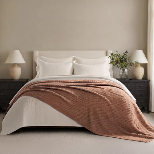 EVERGRACEHOME Chunky Chenille Knit Throw Blanket, Terracotta Clay by EVERGRACE