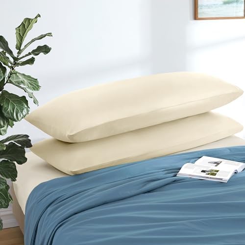 MILVOWOC Brushed Microfiber Body Pillowcases, Ivory Cream, 20x48 Inch - Image 3