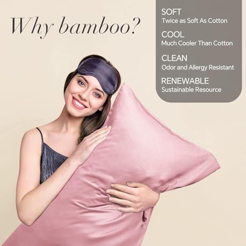 BEDELITE King Pillow Cases Set of 2, Rayon Derived from Bamboo, Rose Pink - Image 2
