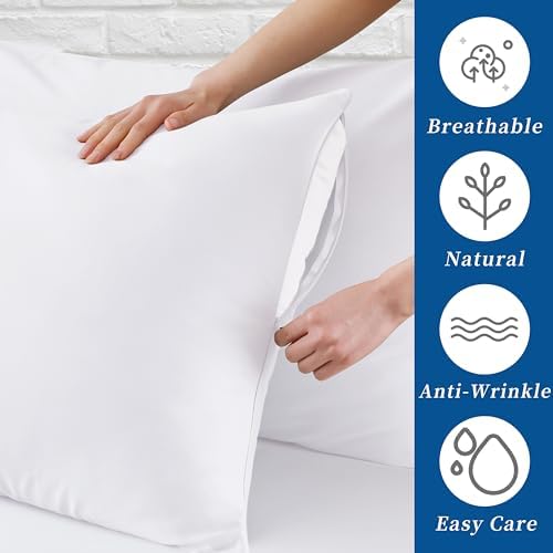 Queen Size Pillow Protector Set of 2, 100% Egyptian Cotton Pillow Cases - Image 2