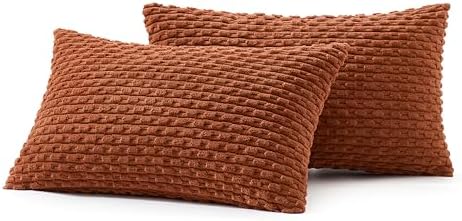 MIULEE Lumbar Fall Decorative Throw Pillow Covers 12x20 Burnt Corduroy - Image 6