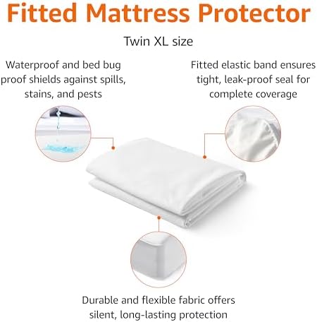 Amazon Basics Waterproof Mattress Protector, Secure Elastic Fit, Protection - Image 2