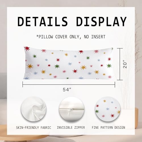 Boho Colorful Stars 20x54 Body Pillow Cover, Mid Century Modern Decorative Long - Image 2