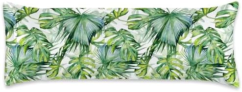 Body Pillow Cover with Zipper, Tropical Leaves Green Jungle Imitation Silk Long by Unknown