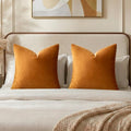GIGIZAZA Orange Velvet Pillow Covers 26x26 Decorative Pillows Pack of 2 by GIGIZAZAFocusingonhomedecoration